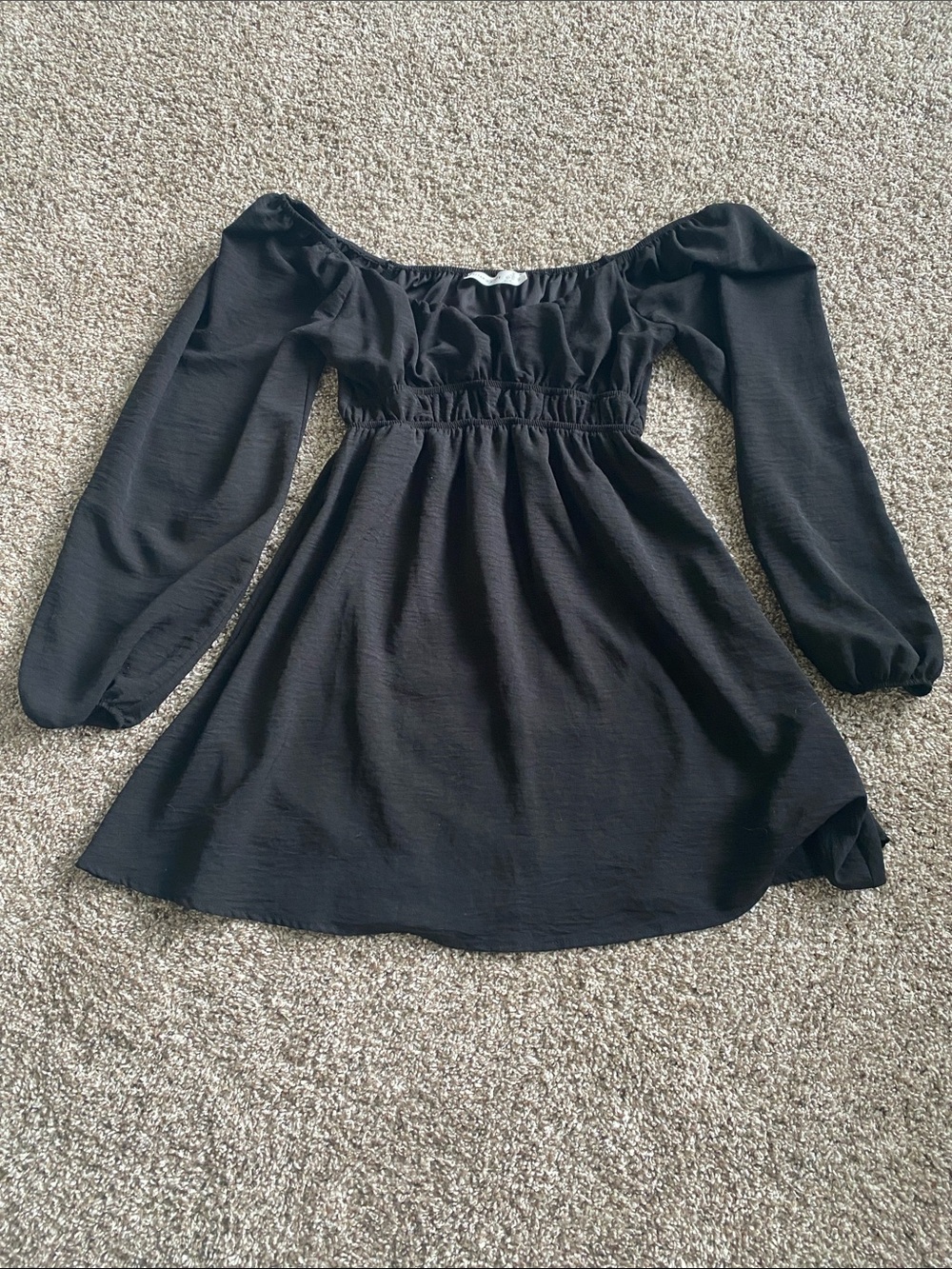 Altar'd State Black Off-Shoulder Long Sleeve Mini Dress
